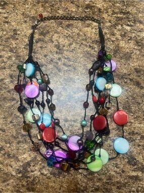 Premier Designs Multicolor Disc & Bead Layered Necklace